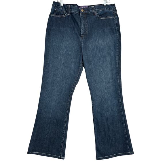 NYDJ‎ Blue Denim Bootcut Stretch Classic Flap Pockets Jeans Womens Size 16 - Picture 1 of 8